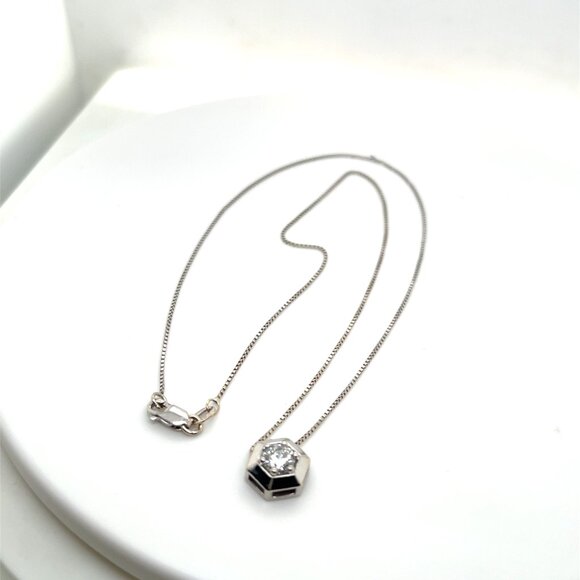 10k White Gold and 0.5ct Lab-Grown Diamond Necklace - Picture 2 of 4
